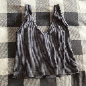 AURA ribbed dark grey cropped tank